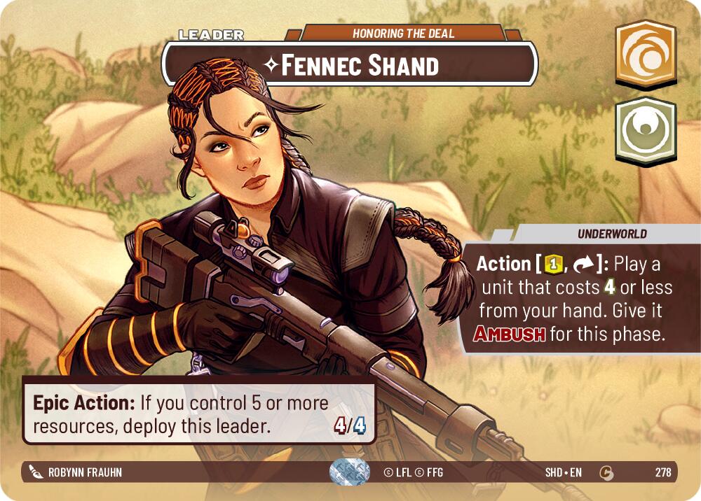 Fennec Shand - Honoring the Deal (278) (Showcase) (278) [Shadows of the Galaxy] | Cards and Coasters CA