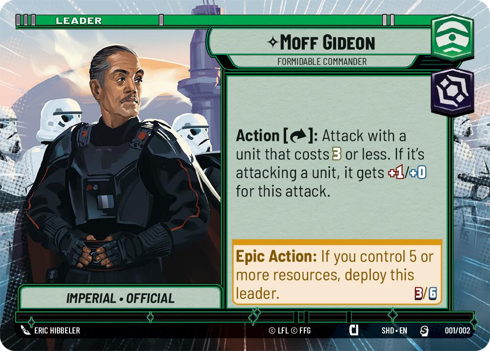 Moff Gideon - Formidable Commander (001/002) (Hyperspace) (Prerelease Promos) (001/002) [Shadows of the Galaxy Promos] | Cards and Coasters CA