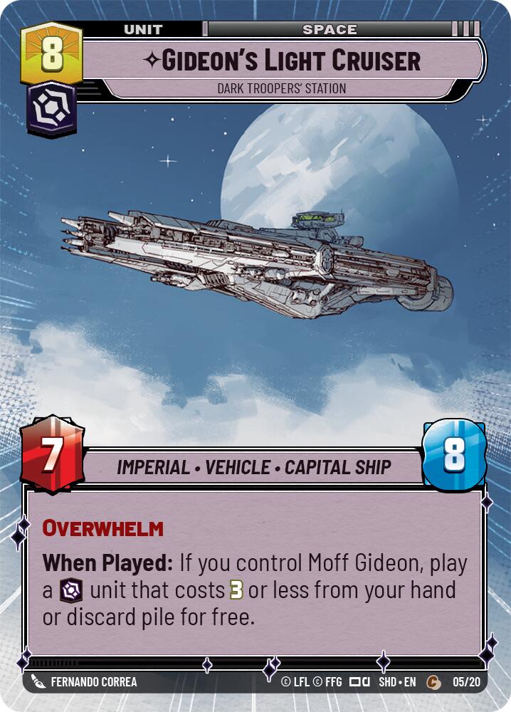 Gideon's Light Cruiser - Dark Troopers' Station (Hyperspace) (05/20) [Shadows of the Galaxy: Weekly Play] | Cards and Coasters CA