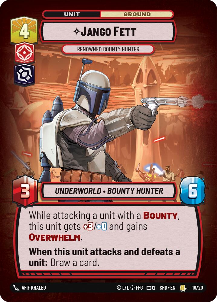 Jango Fett - Renowned Bounty Hunter (18/20) [Shadows of the Galaxy: Weekly Play] | Cards and Coasters CA