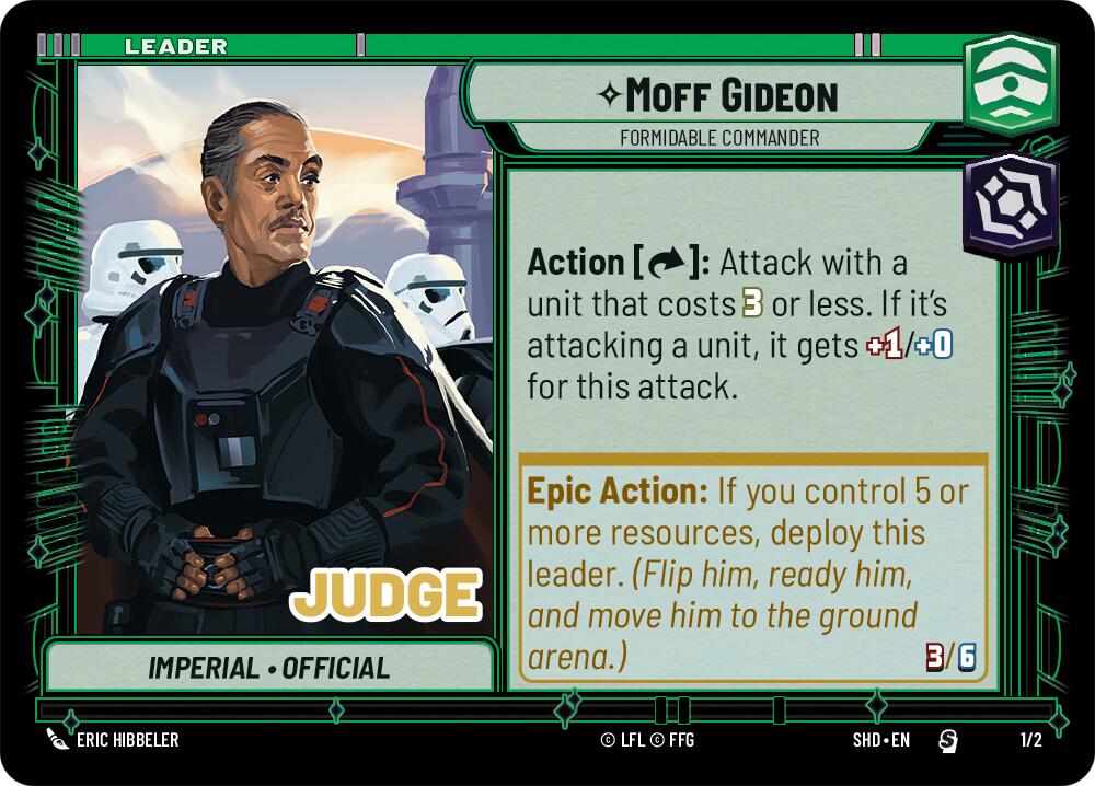 Moff Gideon - Formidable Commander (1/2) (Judge Promo) (1/2) [Shadows of the Galaxy Promos] | Cards and Coasters CA