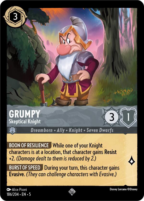 Grumpy - Skeptical Knight (186/204) [Shimmering Skies] | Cards and Coasters CA