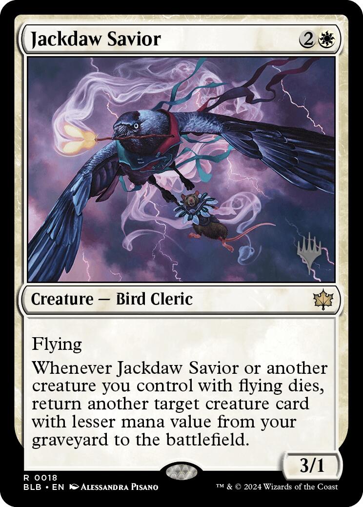 Jackdaw Savior (Promo Pack) [Bloomburrow Promos] | Cards and Coasters CA