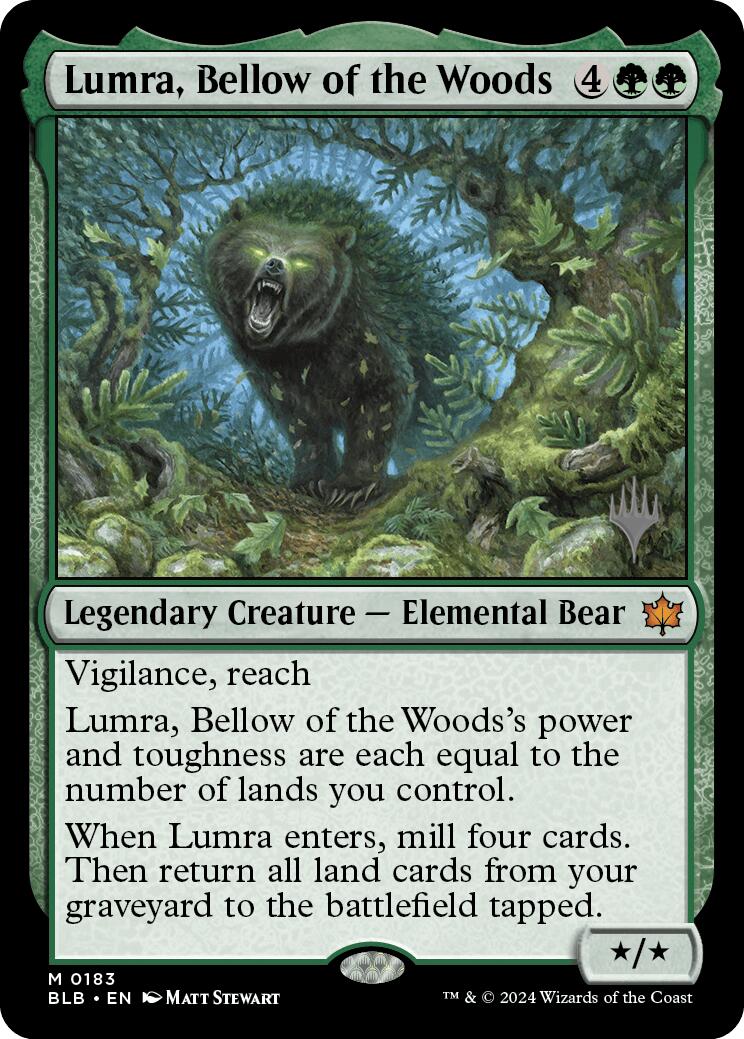 Lumra, Bellow of the Woods (Promo Pack) [Bloomburrow Promos] | Cards and Coasters CA