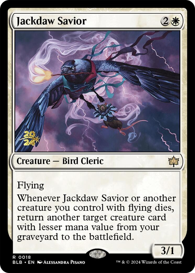 Jackdaw Savior [Bloomburrow Prerelease Promos] | Cards and Coasters CA