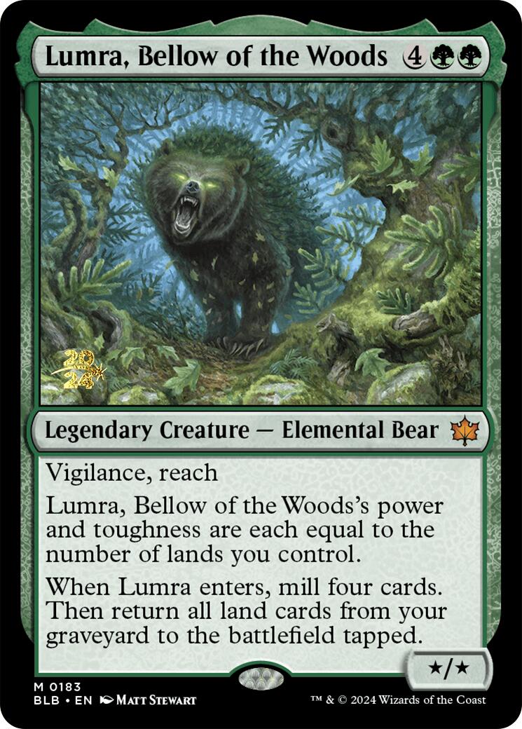 Lumra, Bellow of the Woods [Bloomburrow Prerelease Promos] | Cards and Coasters CA