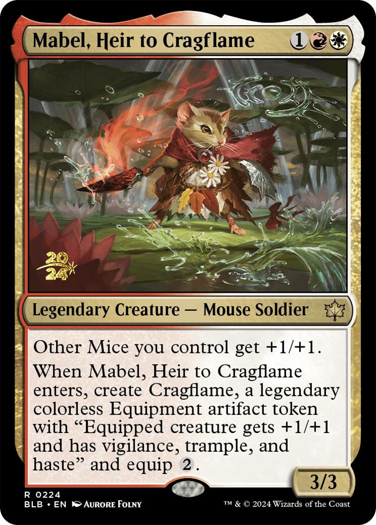 Mabel, Heir to Cragflame [Bloomburrow Prerelease Promos] | Cards and Coasters CA