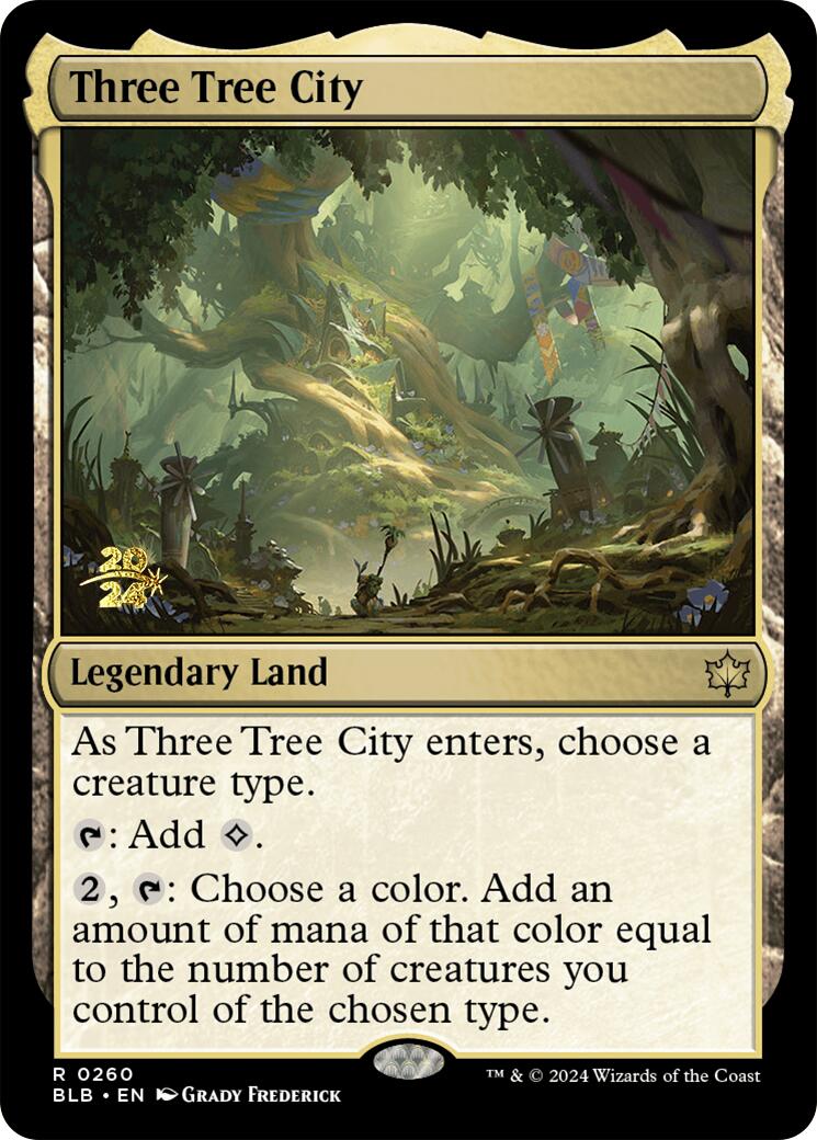 Three Tree City [Bloomburrow Prerelease Promos] | Cards and Coasters CA