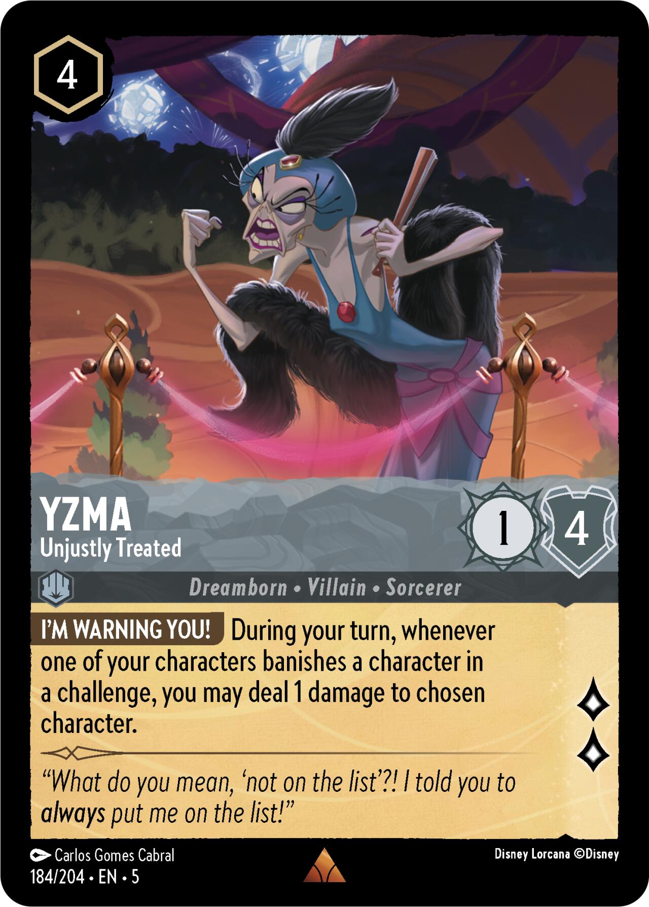 Yzma - Unjustly Treated (184/204) [Shimmering Skies] | Cards and Coasters CA