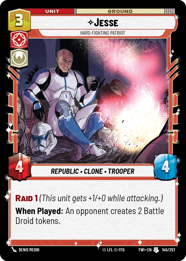 Jesse - Hard-Fighting Patriot (145/257) (145/257) [Twilight of the Republic] | Cards and Coasters CA