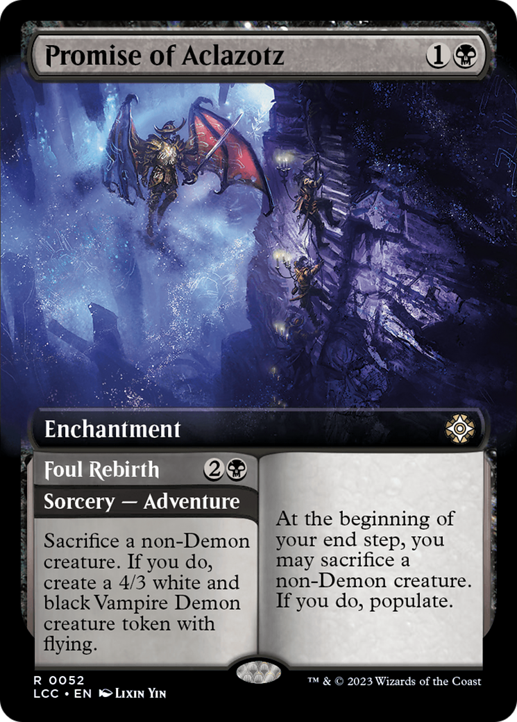 Promise of Aclazotz // Foul Rebirth (Extended Art) [The Lost Caverns of Ixalan Commander] | Cards and Coasters CA