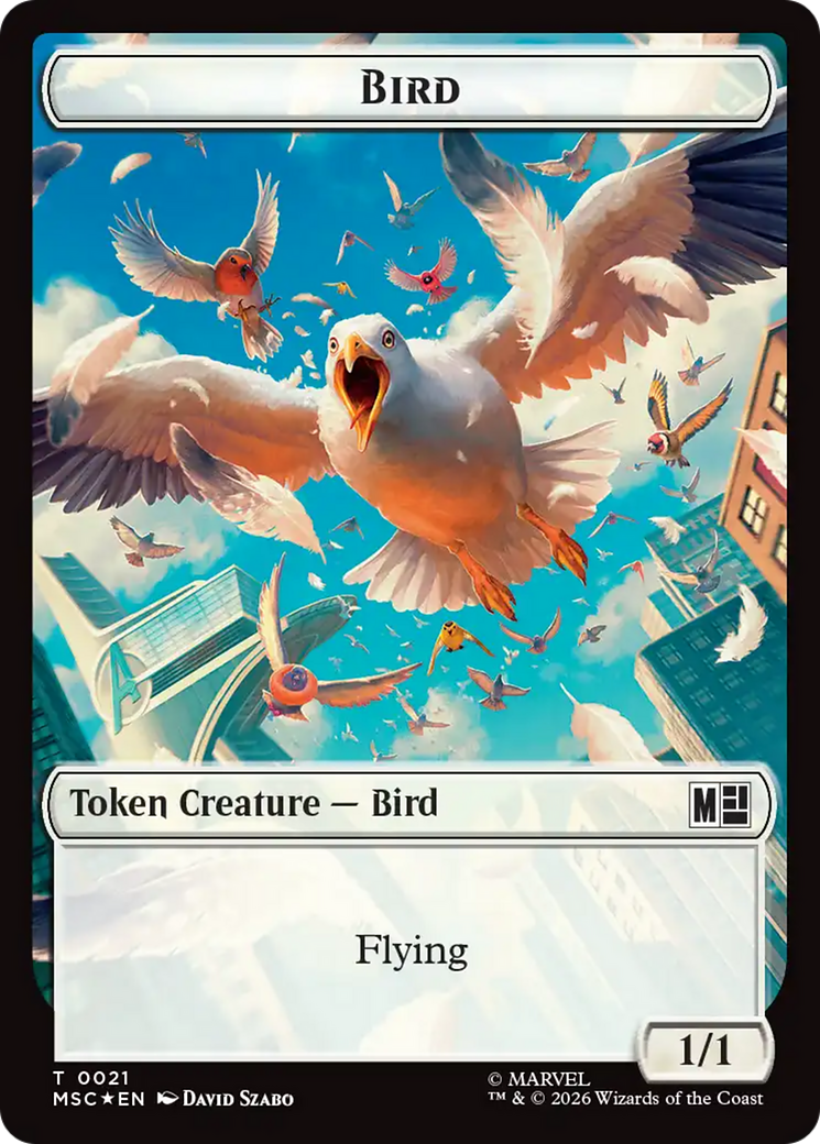 Treasure (027) // Bird (021) Double-Sided Token (Surge Foil) [Marvel Super Heroes Commander Tokens] | Cards and Coasters CA