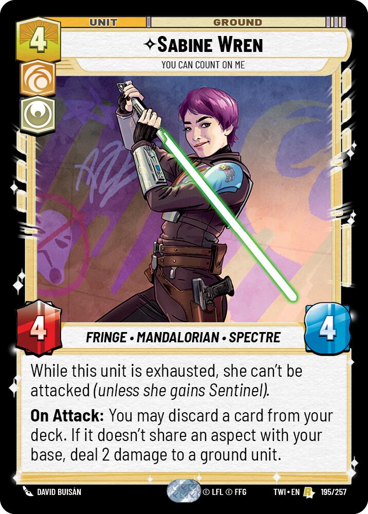 Sabine Wren - You Can Count On Me (195/257) (195/257) [Twilight of the Republic] | Cards and Coasters CA