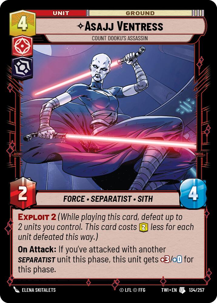 Asajj Ventress - Count Dooku's Assassin (134/257) (134/257) [Twilight of the Republic] | Cards and Coasters CA
