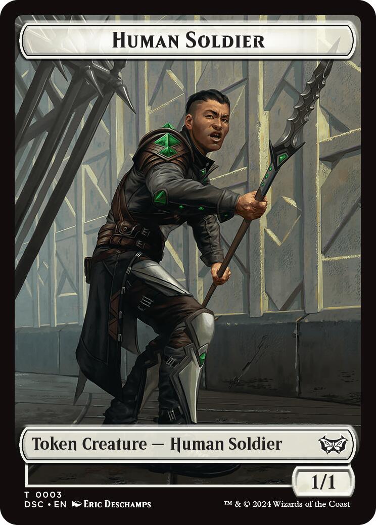 Human soldier // Scarecrow Double-Sided Token [Duskmourn: House of Horror Commander Tokens] | Cards and Coasters CA