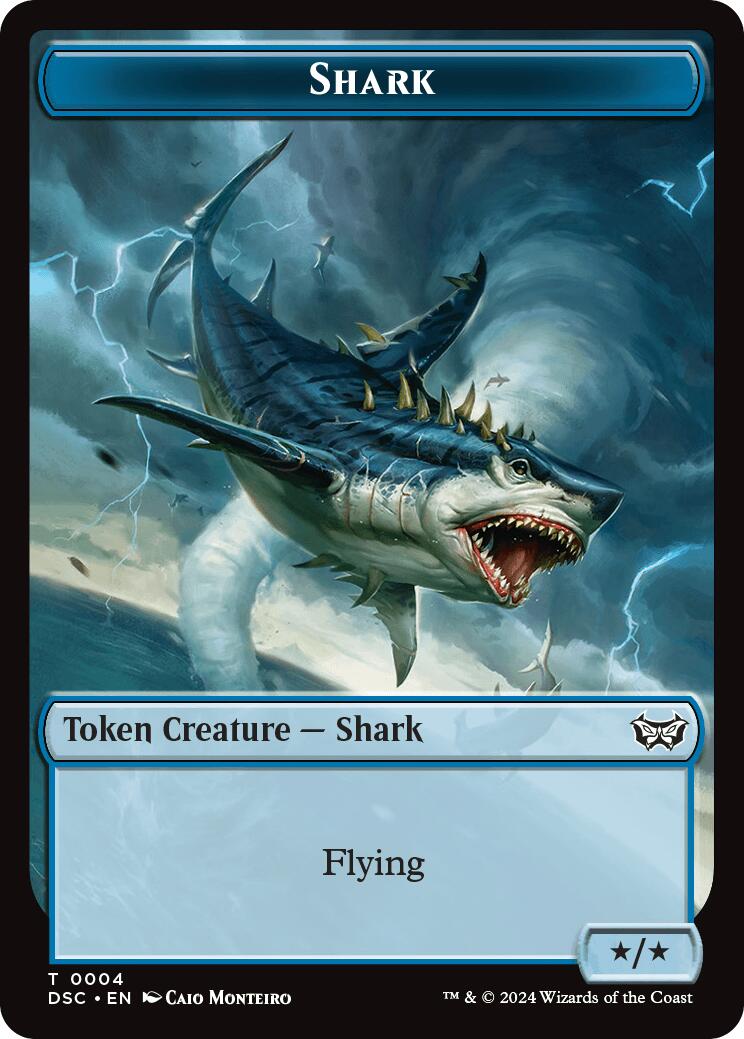 Shark // Copy Double-Sided Token [Duskmourn: House of Horror Commander Tokens] | Cards and Coasters CA