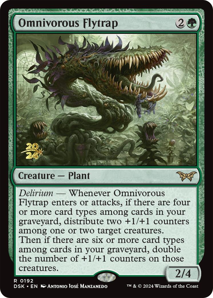 Omnivorous Flytrap [Duskmourn: House of Horror Prerelease Promos] | Cards and Coasters CA