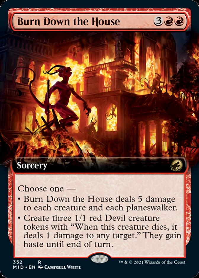Burn Down the House (Extended Art) [Innistrad: Midnight Hunt] | Cards and Coasters CA