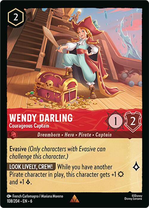 Wendy Darling - Courageous Captain (108/204) [Azurite Sea] | Cards and Coasters CA