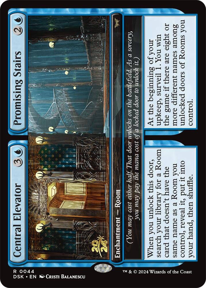 Central Elevator // Promising Stairs [Duskmourn: House of Horror Prerelease Promos] | Cards and Coasters CA