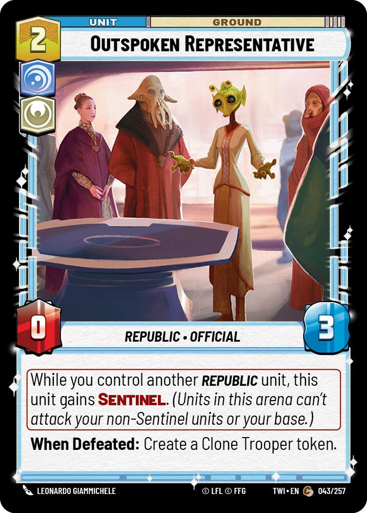Outspoken Representative (043/257) (043/257) [Twilight of the Republic] | Cards and Coasters CA