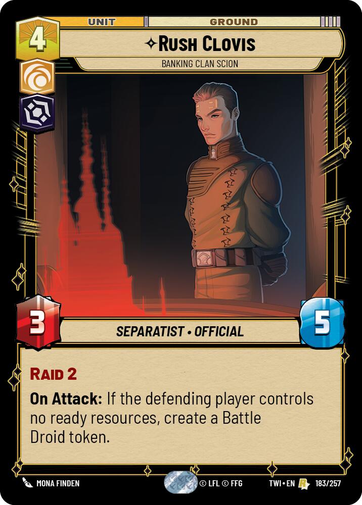Rush Clovis - Banking Clan Scion (183/257) (183/257) [Twilight of the Republic] | Cards and Coasters CA