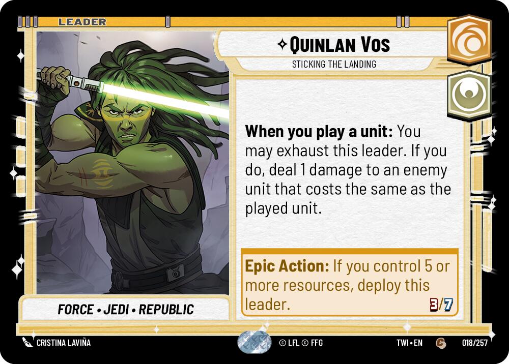 Quinlan Vos - Sticking the Landing (018/257) (018/257) [Twilight of the Republic] | Cards and Coasters CA