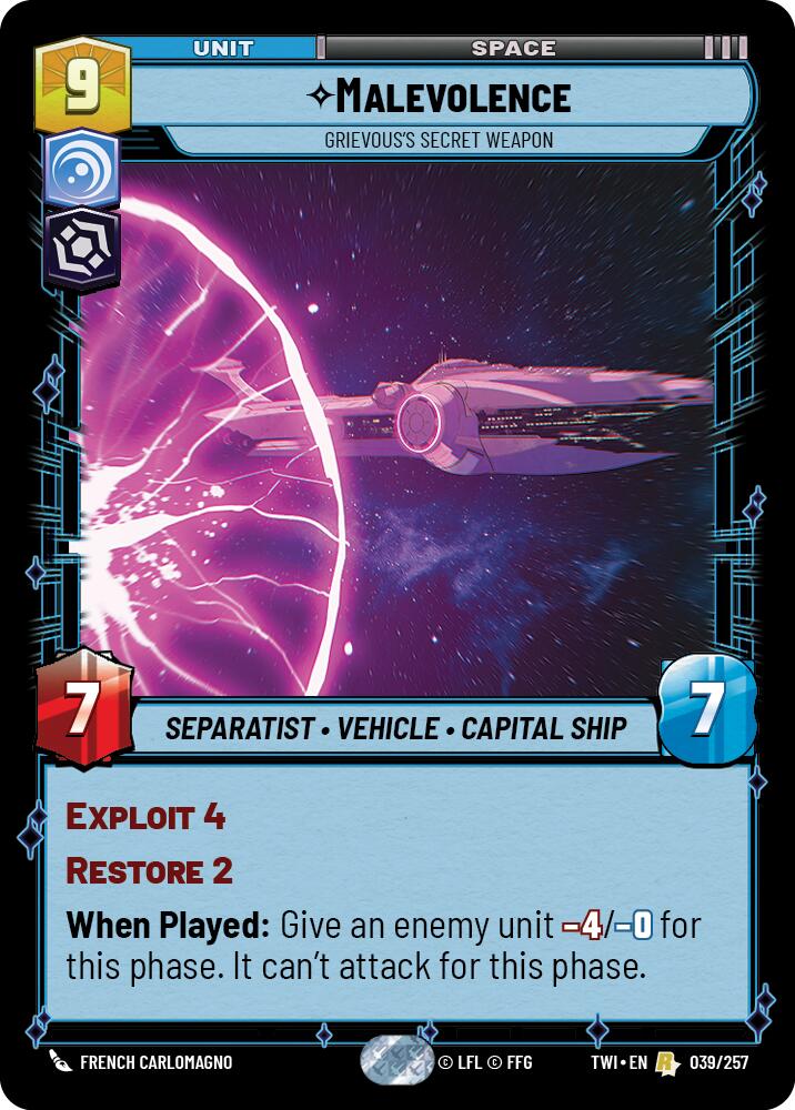 Malevolence - Grievous's Secret Weapon (039/257) (039/257) [Twilight of the Republic] | Cards and Coasters CA