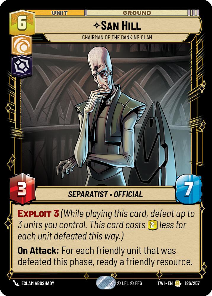San Hill - Chairman of the Banking Clan (186/257) (186/257) [Twilight of the Republic] | Cards and Coasters CA