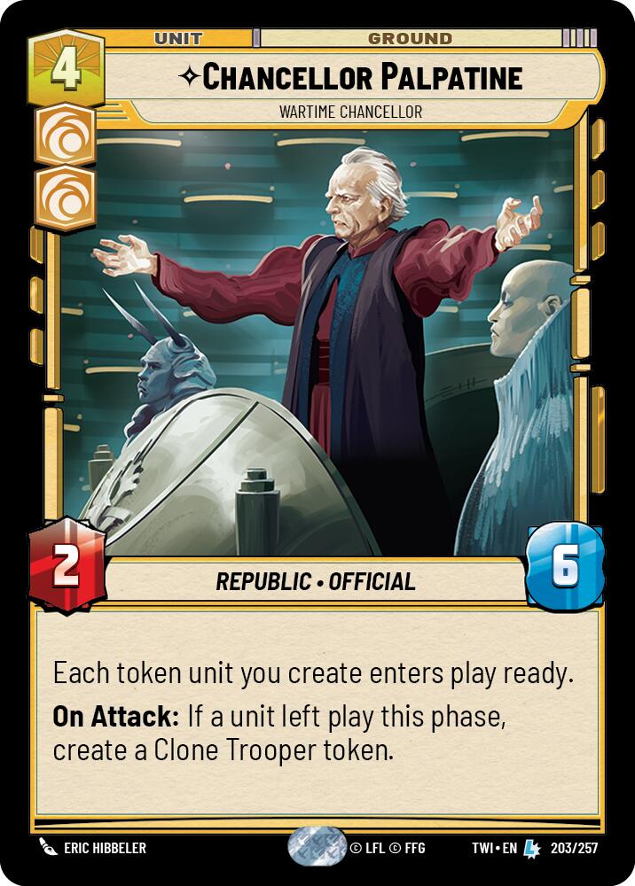 Chancellor Palpatine - Wartime Chancellor (203/257) (203/257) [Twilight of the Republic] | Cards and Coasters CA
