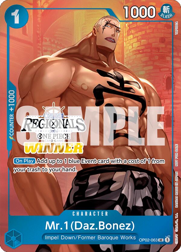 Mr.1 (Daz.Bonez) (Online Regional 2024 Vol. 3) [Winner] [One Piece Promotion Cards] | Cards and Coasters CA