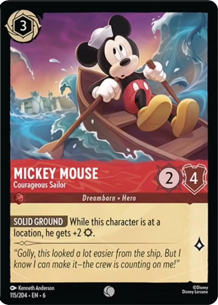 Mickey Mouse - Courageous Sailor (115/204) [Azurite Sea] | Cards and Coasters CA