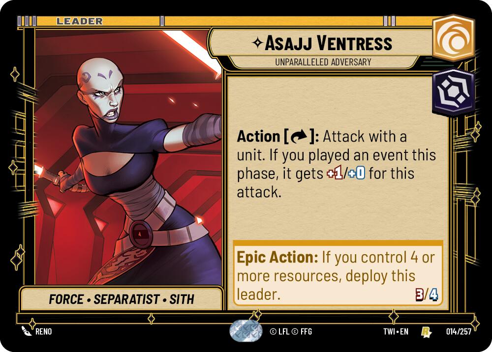 Asajj Ventress - Unparalleled Adversary (014/257) (014/257) [Twilight of the Republic] | Cards and Coasters CA