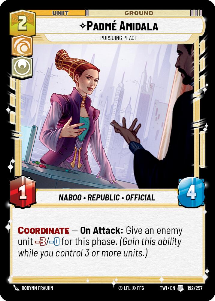 Padme Amidala - Pursuing Peace (192/257) (192/257) [Twilight of the Republic] | Cards and Coasters CA