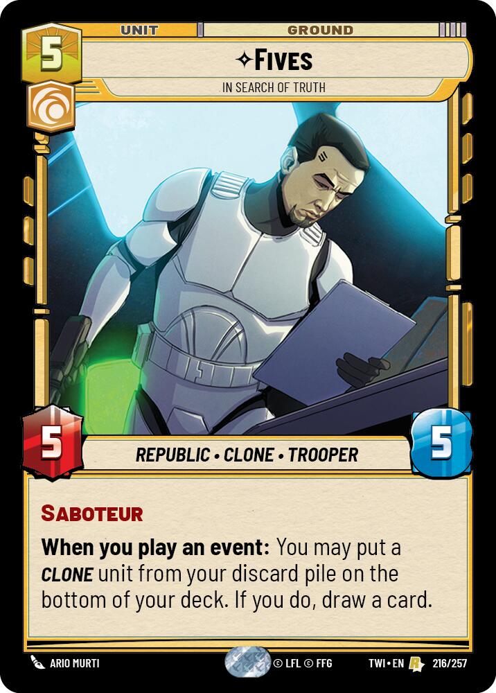 Fives - In Search of Truth (216/257) (216/257) [Twilight of the Republic] | Cards and Coasters CA