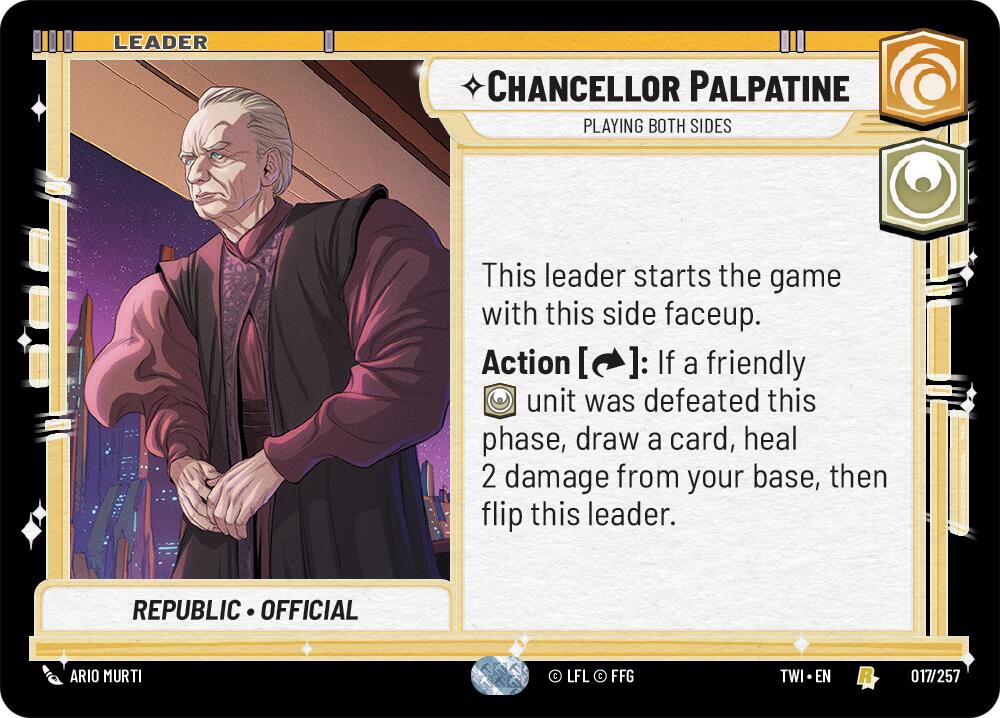 Chancellor Palpatine - Playing Both Sides (017/257) (017/257) [Twilight of the Republic] | Cards and Coasters CA