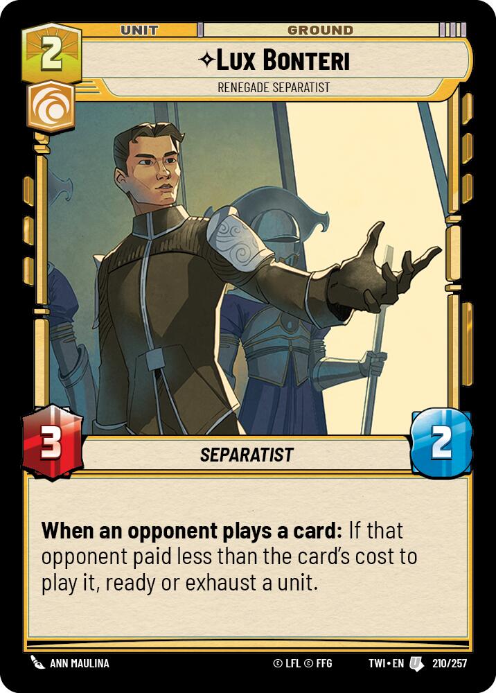 Lux Bonteri - Renegade Separatist (210/257) (210/257) [Twilight of the Republic] | Cards and Coasters CA