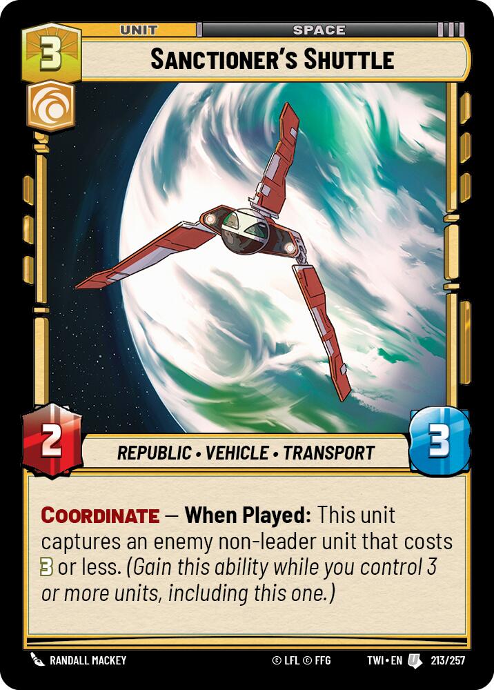 Sanctioner's Shuttle (213/257) (213/257) [Twilight of the Republic] | Cards and Coasters CA