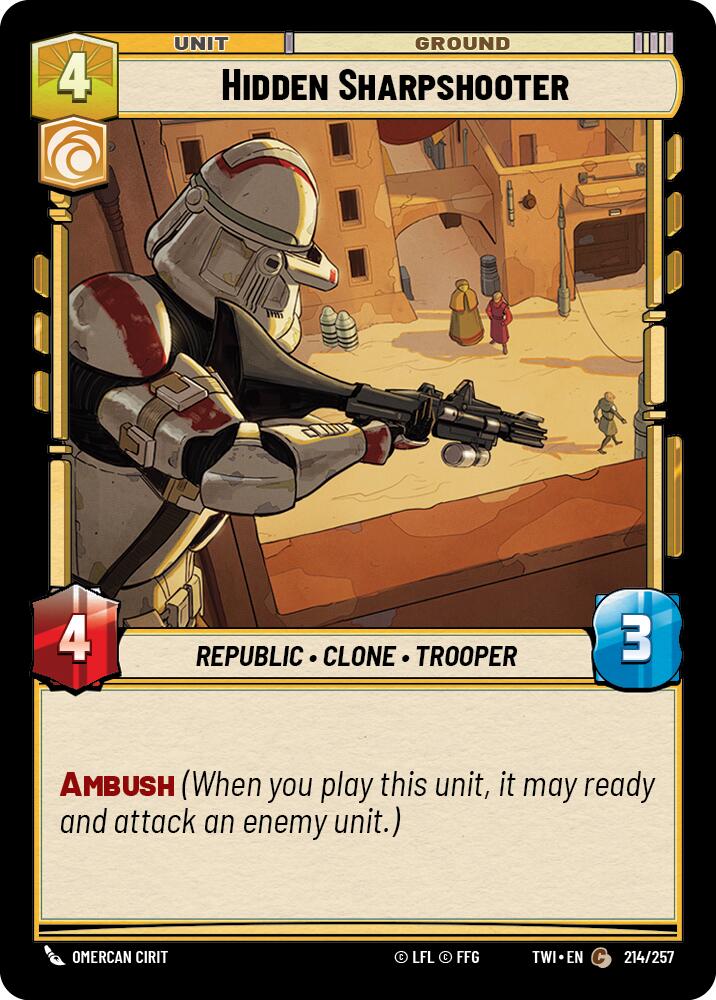 Hidden Sharpshooter (214/257) (214/257) [Twilight of the Republic] | Cards and Coasters CA