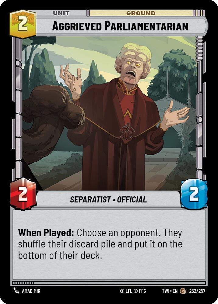 Aggrieved Parliamentarian (252/257) [Twilight of the Republic] | Cards and Coasters CA