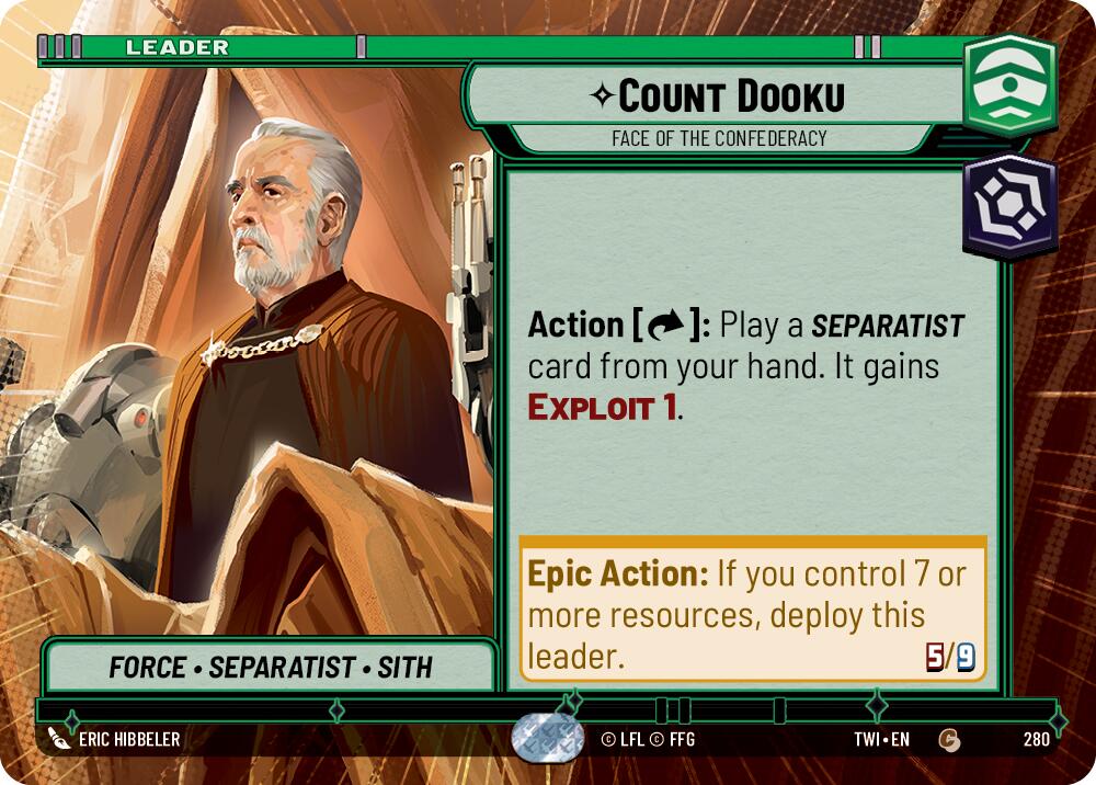 Count Dooku - Face of the Confederacy (280) (Hyperspace) (280) [Twilight of the Republic] | Cards and Coasters CA