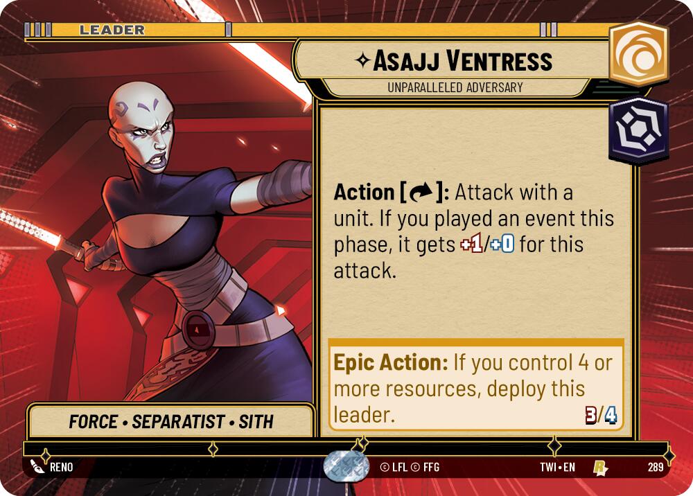 Asajj Ventress - Unparalleled Adversary (289) (Hyperspace) (289) [Twilight of the Republic] | Cards and Coasters CA