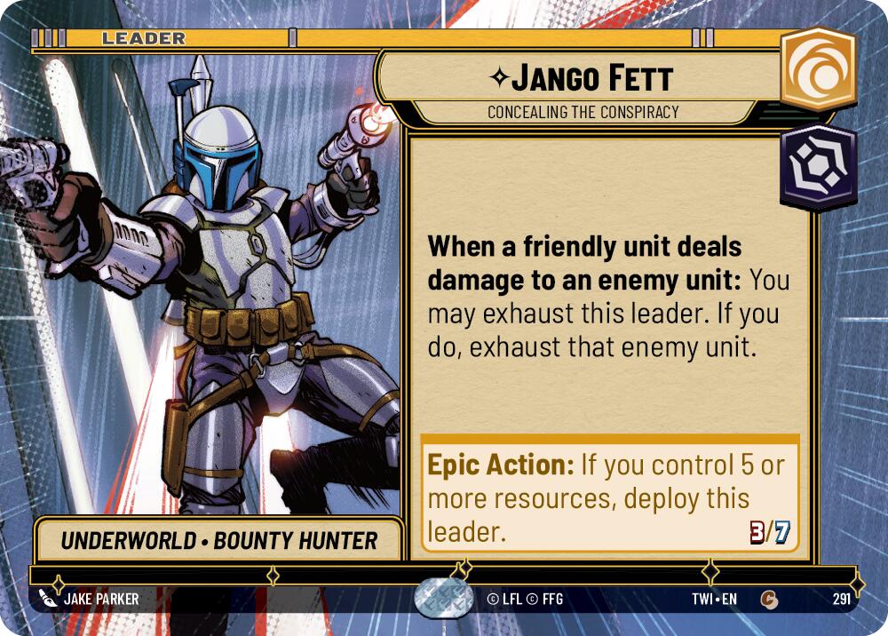 Jango Fett - Concealing the Conspiracy (291) (Hyperspace) (291) [Twilight of the Republic] | Cards and Coasters CA