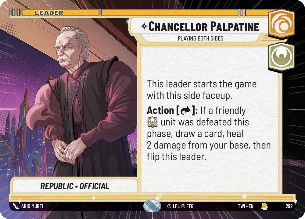 Chancellor Palpatine - Playing Both Sides (292) (Hyperspace) (292) [Twilight of the Republic] | Cards and Coasters CA