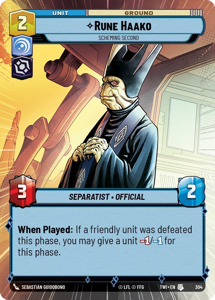Rune Haako - Scheming Second (304) (Hyperspace) (304) [Twilight of the Republic] | Cards and Coasters CA