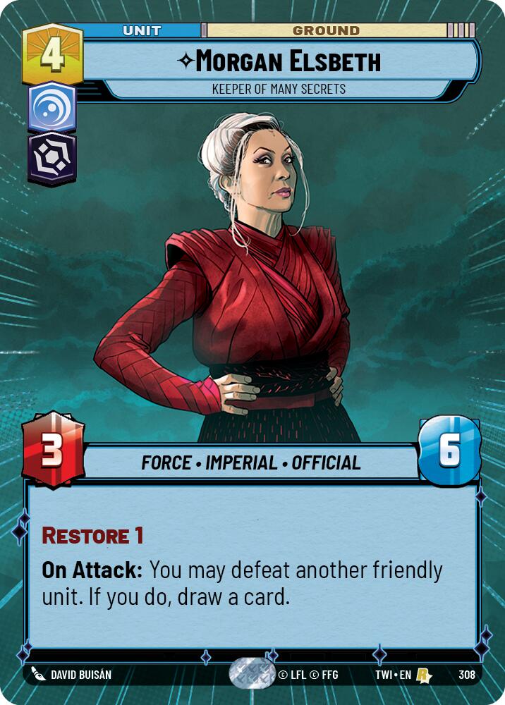 Morgan Elsbeth - Keeper of Many Secrets (308) (Hyperspace) (308) [Twilight of the Republic] | Cards and Coasters CA