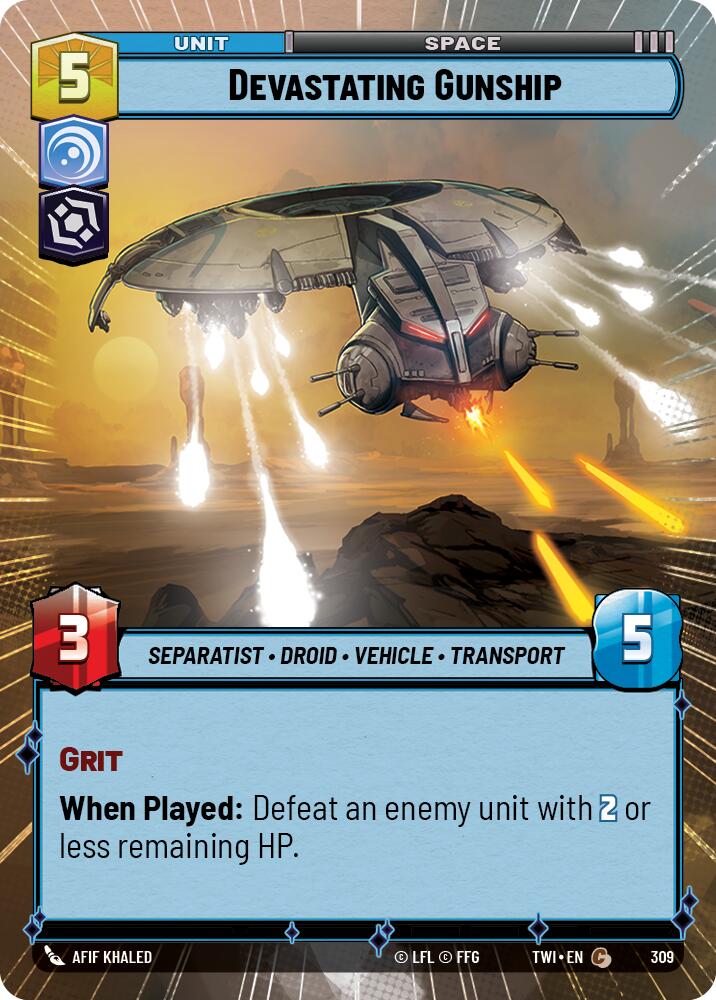 Devastating Gunship (309) (Hyperspace) (309) [Twilight of the Republic] | Cards and Coasters CA