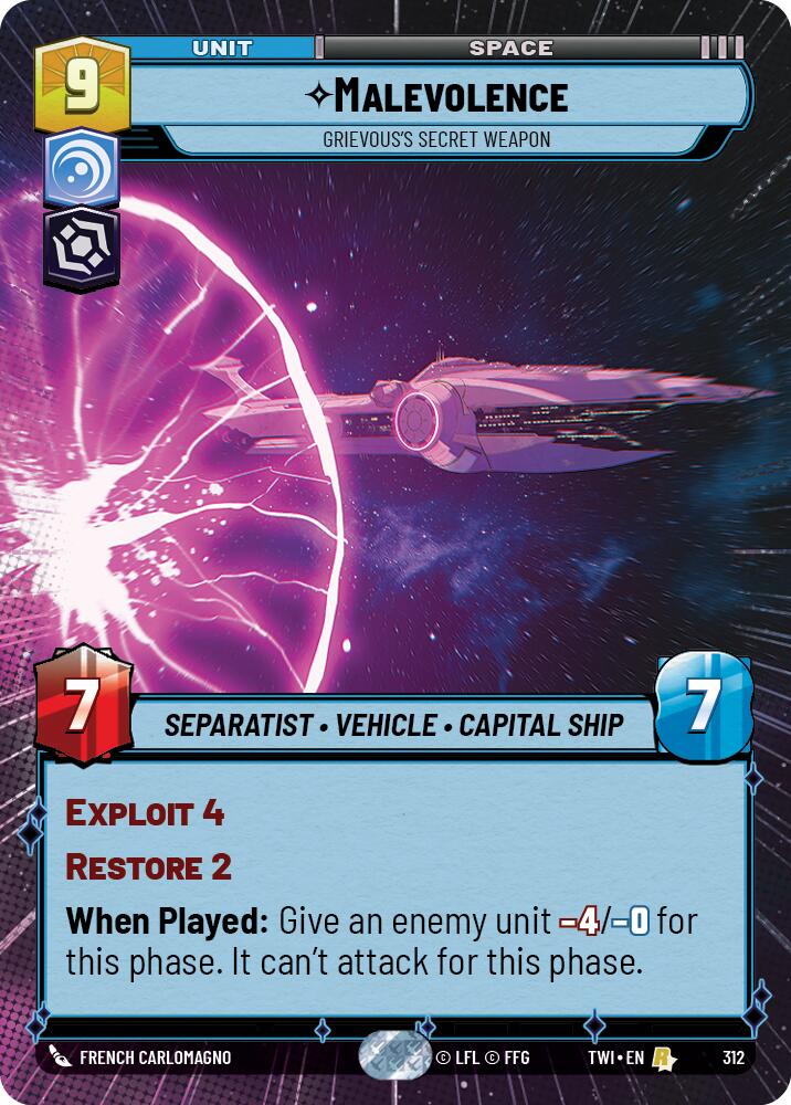 Malevolence - Grievous's Secret Weapon (312) (Hyperspace) (312) [Twilight of the Republic] | Cards and Coasters CA
