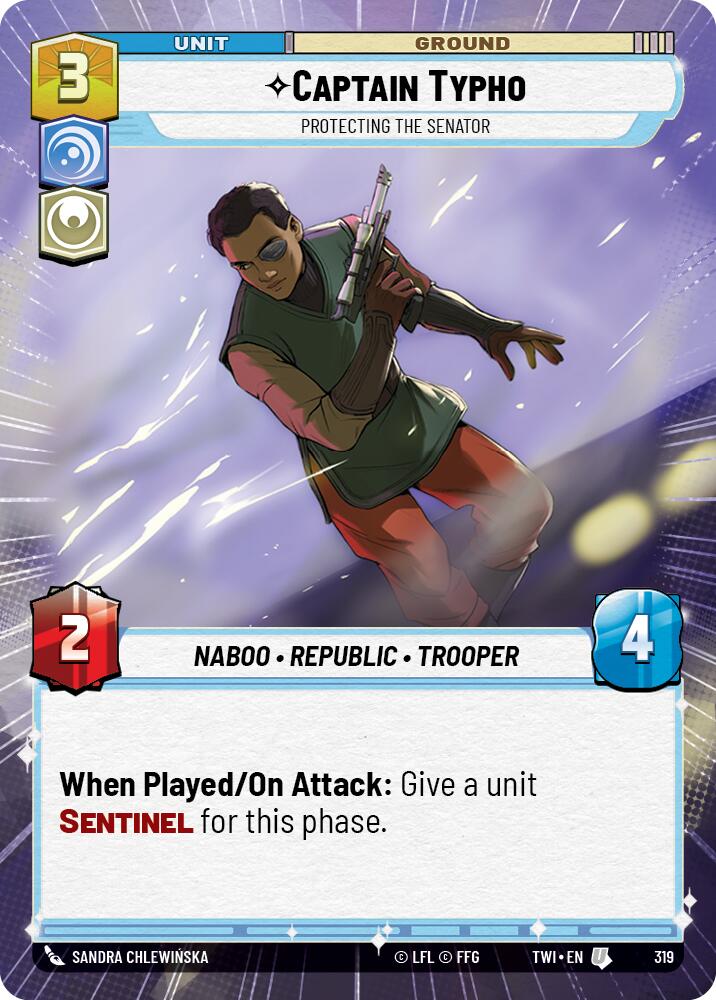 Captain Typho - Protecting the Senator (319) (Hyperspace) (319) [Twilight of the Republic] | Cards and Coasters CA