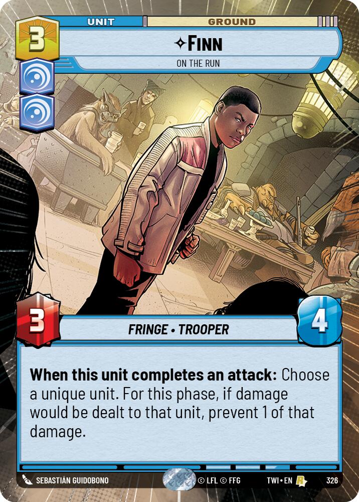 Finn - On the Run (326) (Hyperspace) (326) [Twilight of the Republic] | Cards and Coasters CA